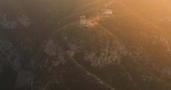 河北邯郸响堂山石窟常乐寺高低空风光片合集