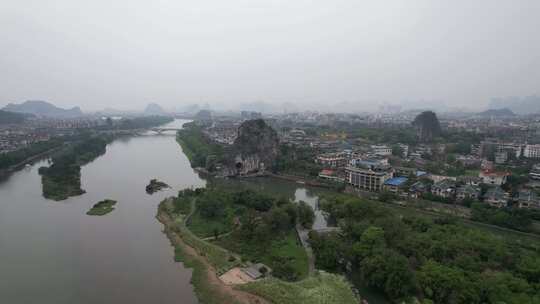 广西桂林伏波山景区航拍