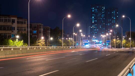 夜晚城市车流延时