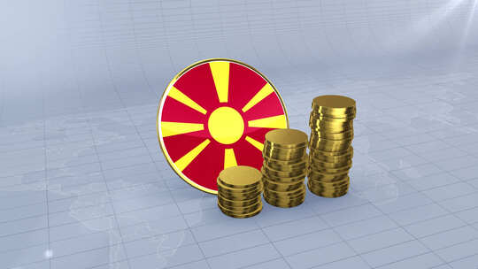 马其顿国旗与普通金币塔
