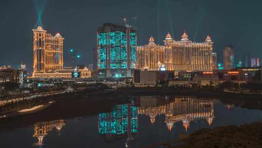 澳门银河酒店夜景4K视频素材模板下载