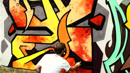城市艺术家画涂鸦视频素材模板下载