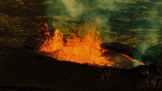 航拍火山岩浆沸腾