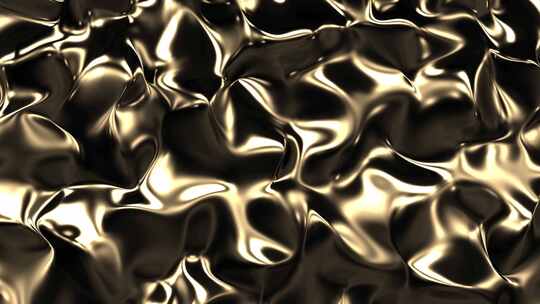 潮流动感暗金液态流体金属质感抽象循环背景