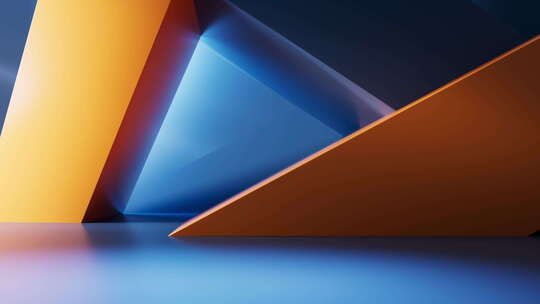 创意彩色几何体建筑空间三维渲染
