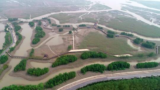 航拍长江福姜沙双山岛湿地