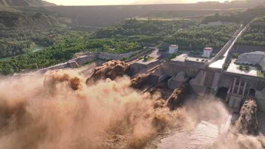 黄河小浪底调水调沙水利工程视频素材模板下载