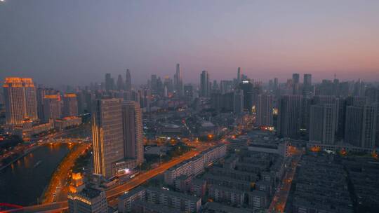 4K天津城市夜景航拍实拍视频