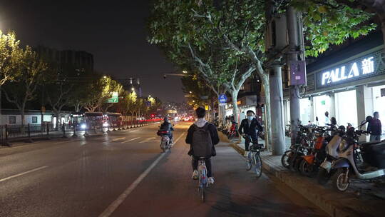 浦西闵行区街景夜景视频素材模板下载