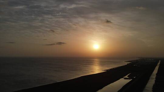 海上夕阳4K航拍原素材