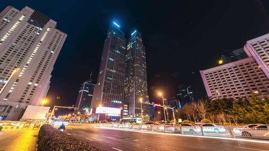 青岛城市道路夜景车流延时