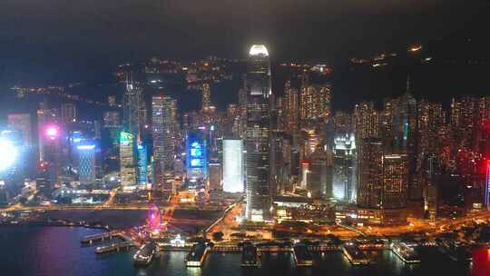 香港维多利亚港湾夜幕晚霞蓝调时分延时美景视频素材模板下载