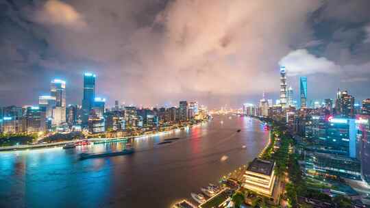 上海黄浦江两岸城市风光夜景