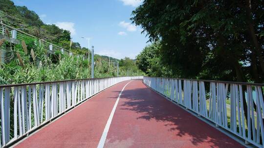 南宁青环路邕江岸边绿道自行车道跑道视频素材模板下载