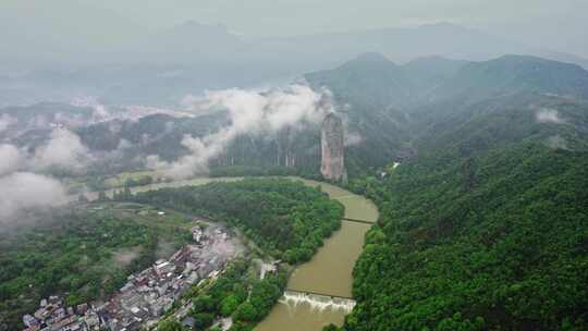 航拍丽水缙云仙都景区自然风光