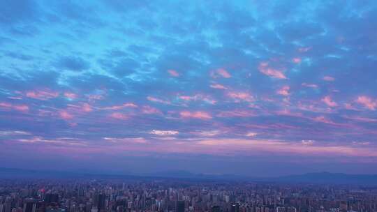 西安高新区落日夕阳 火烧云