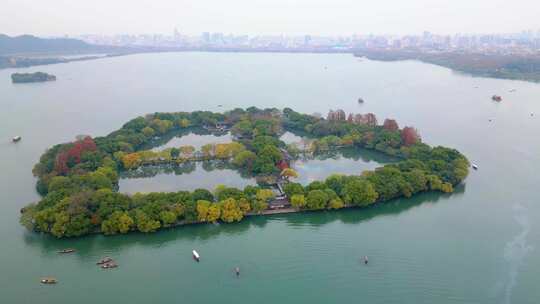 杭州西湖景区三潭印月小瀛洲美景