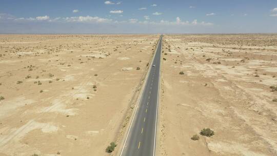 新疆塔里木盆地戈壁荒漠笔直的公路视频素材模板下载