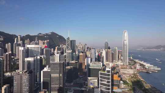 香港CBD维多利亚港航拍空镜