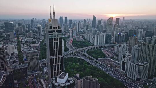 城市道路高架立交桥车流航拍