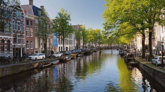 阿姆斯特丹运河与船