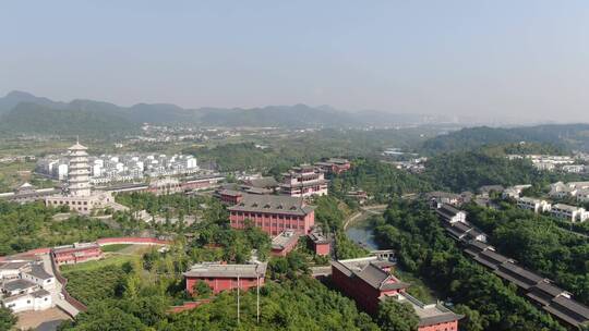 航拍贵州贵阳青岩古镇大兴国寺