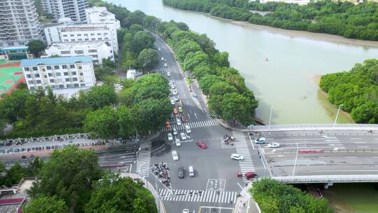 三亚城市公园街道绿地航拍视频素材模板下载