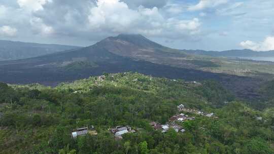 印尼巴厘岛巴图尔火山航拍自然风光视频素材模板下载