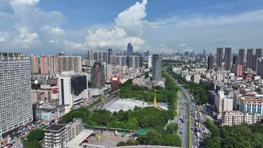 深圳创业立交新安广场航拍视频素材模板下载