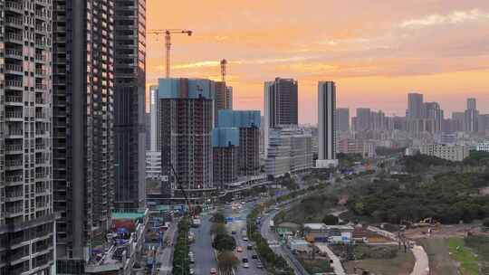 深圳光明科学城城市日落全景俯瞰