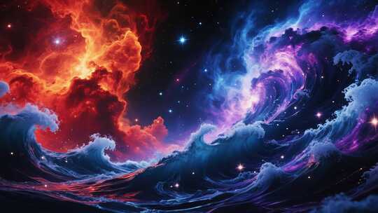 梦幻星空海浪合成背景