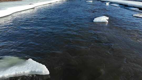 春训开河流水浮冰顺流而下