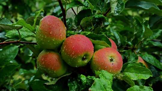 4新鲜的苹果带着水滴