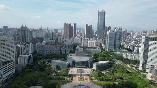 航拍福州五一广场福建大剧院