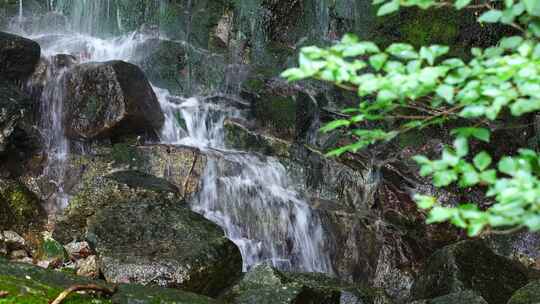 森林流水大自然小溪水瀑布山涧水源泉水山水