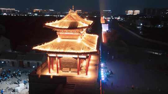 邯郸市大名县 大名府 老城 航拍 市区夜景