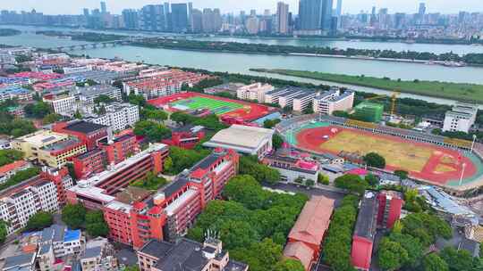 湖南师范大学学校校园风景航拍长沙岳麓区城