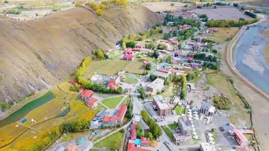 航拍四川川西新都桥鱼子西秋景彩林秋天