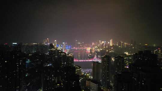 航拍山城重庆夜景灯光