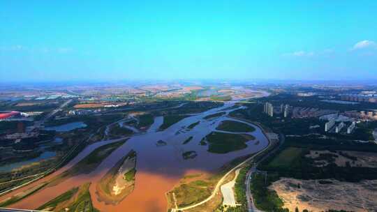 黄河平原-城市航拍-湿地生态建设