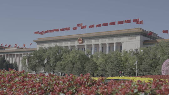 天安门素材 红旗 人民大会堂 祝福祖国视频素材模板下载