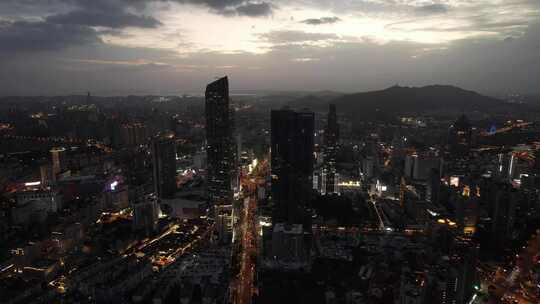 航拍江苏无锡三阳广场城市夜景