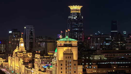 上海外滩建筑夜景俯瞰
