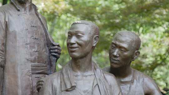 上海机器工会纪念雕像4K实拍视频素材模板下载