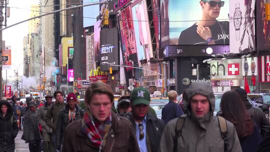 纽约时代广场拥挤的街道视频素材模板下载