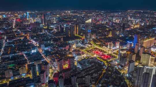 4K沈阳夜景北站CBD航拍金廊夜景青年大街