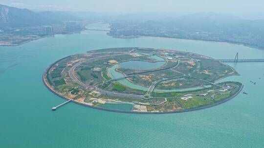 航拍漳州港双鱼岛美景