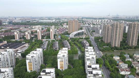 上海浦东新区康桥镇商业住宅别墅全景4K航拍