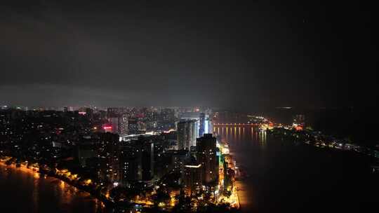 航拍四川乐山肖公嘴夜景