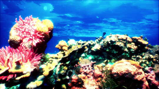珊瑚和其他海洋生物的水下景观视频素材模板下载